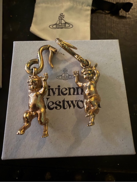 Vivienne Westwood Jewelry - Gold tone SATYR earrings- all original packaging and docs included